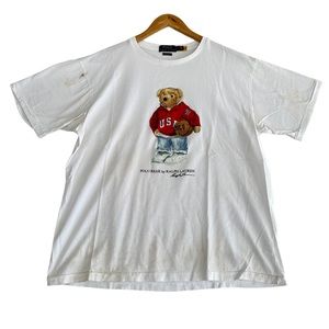 Polo Bear By Ralph Lauren White T Shirt Adults Size S/P